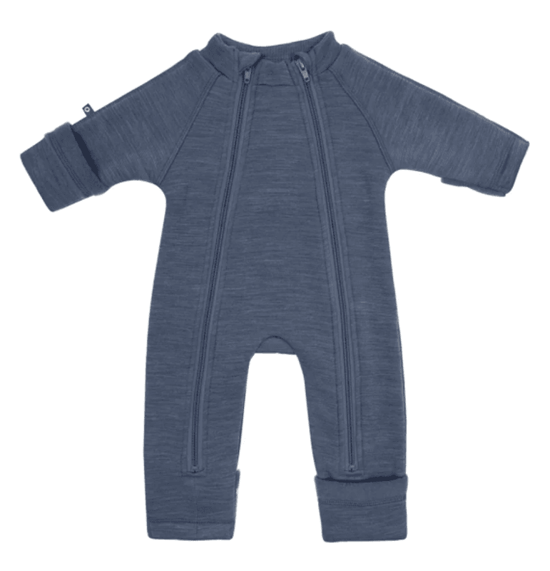 Smallstuff, Jumpsuit 2 zip prematur, merinoull, Denim melange