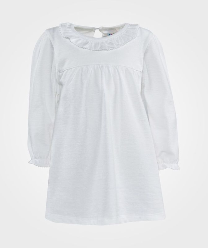 Joha, Kjole L/S med blondekrage bomull, Hvit