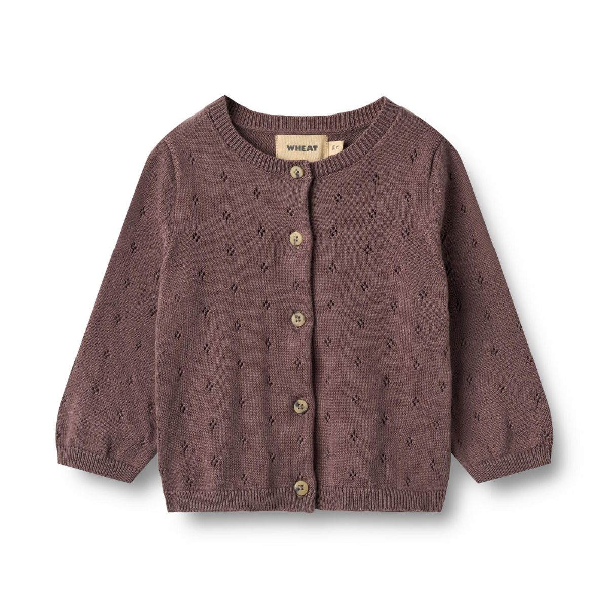 Wheat, Knit Cardigan Maia Baby, Plum (62/3 mnd)