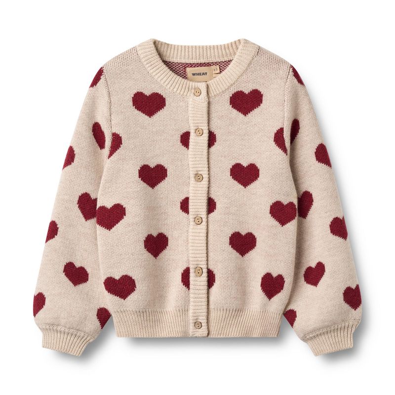 Wheat, Jacquard Cardigan Hearts,  offwhite melange
