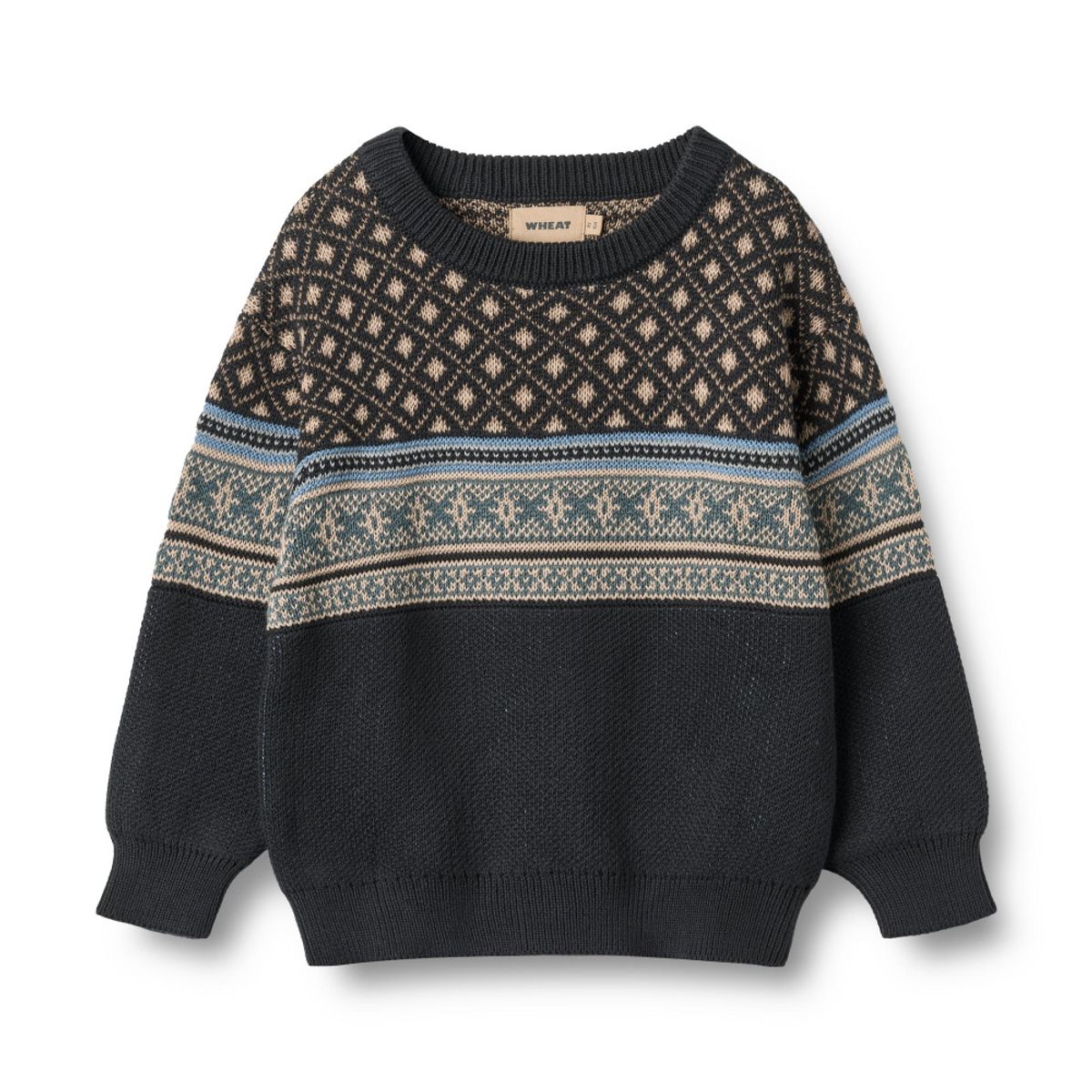 Wheat, Jacquard Pullover Julius, Navy (122/7år)