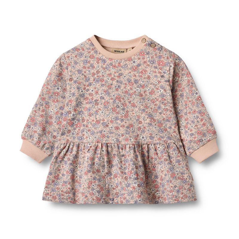 Wheat, Sweat Dress L/S Zenia, Baby, Rose Dust Flowers